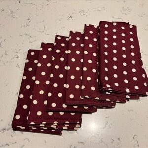 Burgundy Polka Dot Cotton Napkins - Set vintage from the restaurant, Tuttles